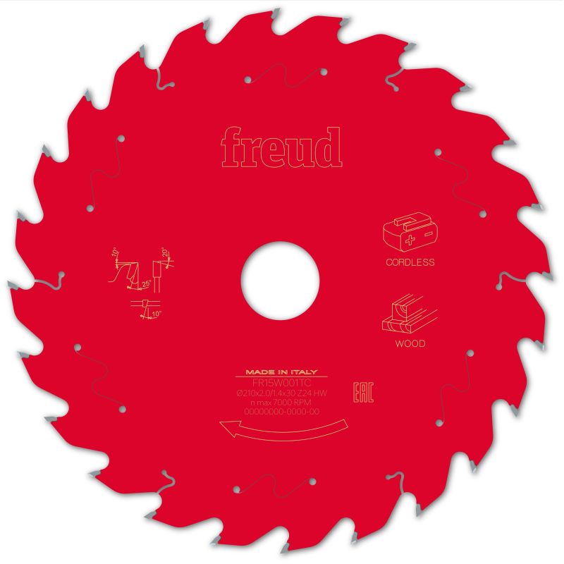 Freud Akku-Tischkreissäge Holz 210 x 30 x 2,0/1,4 x Z24
