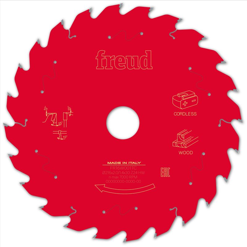 Freud Akku-Tischkreissäge Holz 216 x 30 x 2,0/1,4 x Z24