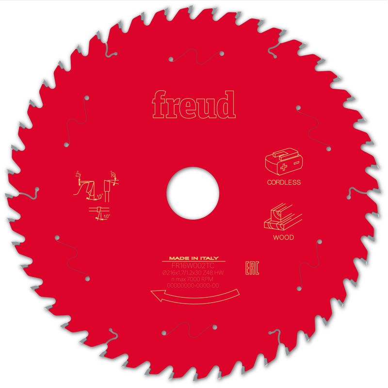 Freud Akku-Tischkreissäge Holz 216 x 30 x 2,0/1,4 x Z48