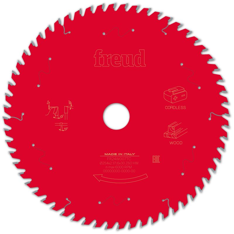 Freud Akku-Tischkreissäge Holz 254 x 30 x 2,1/1,6 x Z60