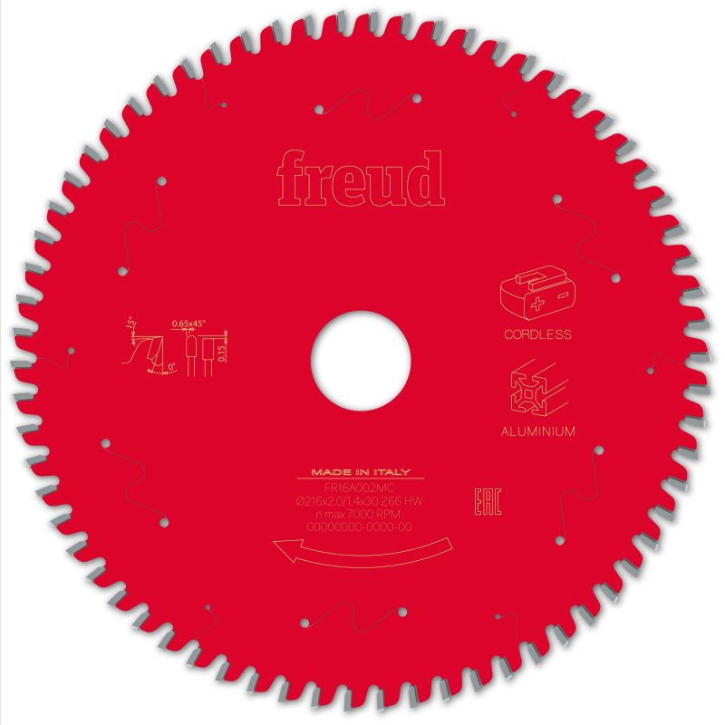 Freud Akku-Kapp- und Gehrungssäge Aluminium 216 x 30 x 2/1,4 x Z66