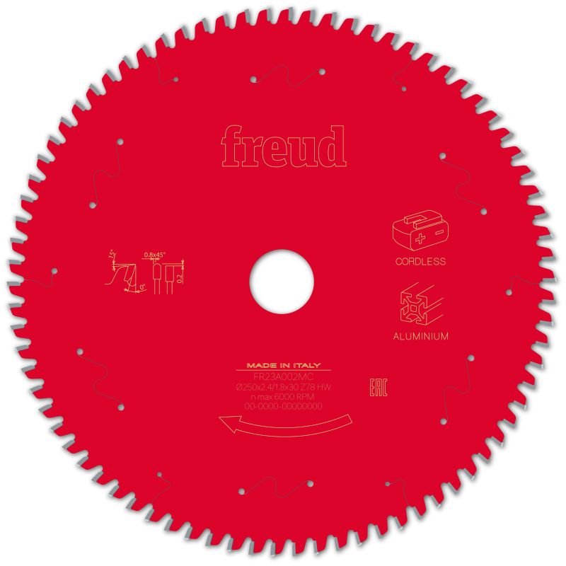 Freud Akku-Kapp- und Gehrungssäge Aluminium 250 x 30 x 2,4/1,8 x Z78