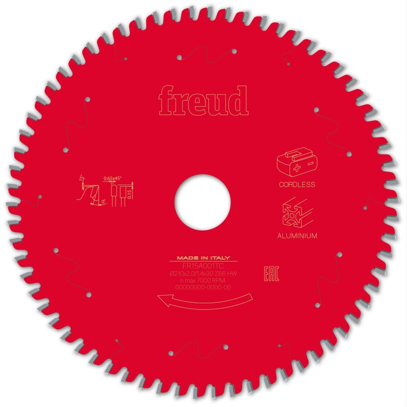 Freud Akku-Tischkreissäge Aluminium 210 x 30 x 2/1,4 x Z66