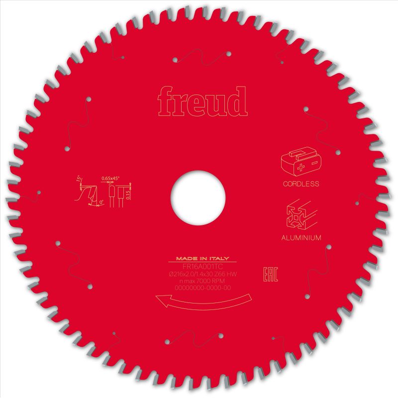 Freud Akku-Tischkreissäge Aluminium 216 x 30 x 2/1,4 x Z66