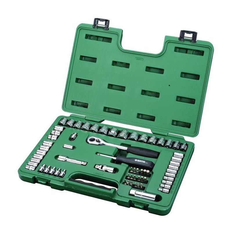 Sata 65 Tlg. 1/4 Zoll & 3/8 Zoll 6-Kant Steckschlüssel Satz