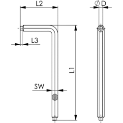 AMF 6911-D 5 Winkelschraubendreher (mm) mit Zapfen