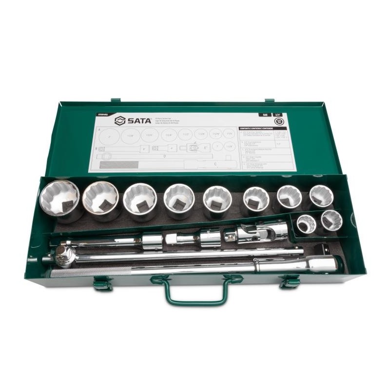 Sata 15 Tlg. 3/4 Zoll 12-Kant Steckschlüssel Satz