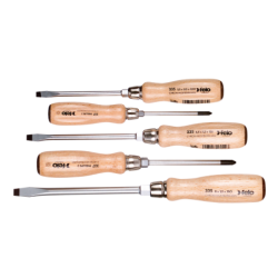Felo - Schraubendrehersatz mit Holzgriff und durchgehender Klinge