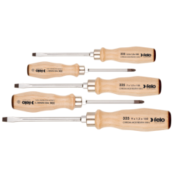 Felo - Schraubendrehersatz mit Holzgriff und durchgehender Klinge