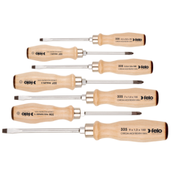 Felo - Schraubendrehersatz mit Holzgriff und durchgehender Klinge
