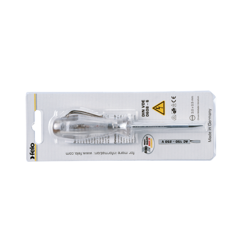 Felo - Einpoliger Profi Phasenprüfer bis 250 V Wechselspannung VDE 0680-6 150 V - 250 V geblistert