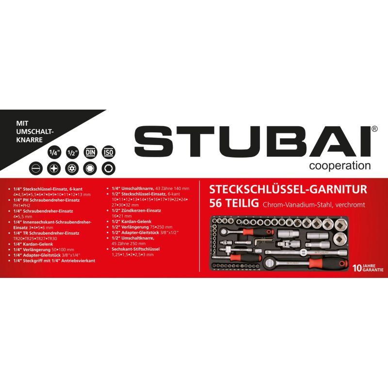 Stubai Steckschlüssel Garnitur 1/2 + 1/4 + 1/2