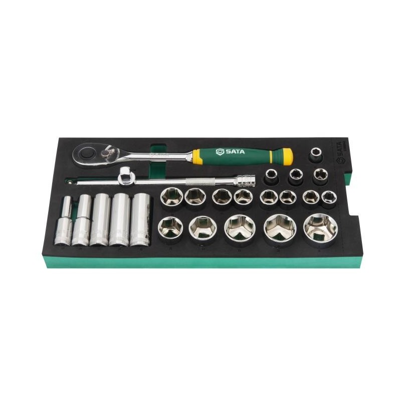 Sata 25 Tlg. 1/2 Zoll 6-Kant Steckschlüssel Set mit EVA Einlage  für Werks