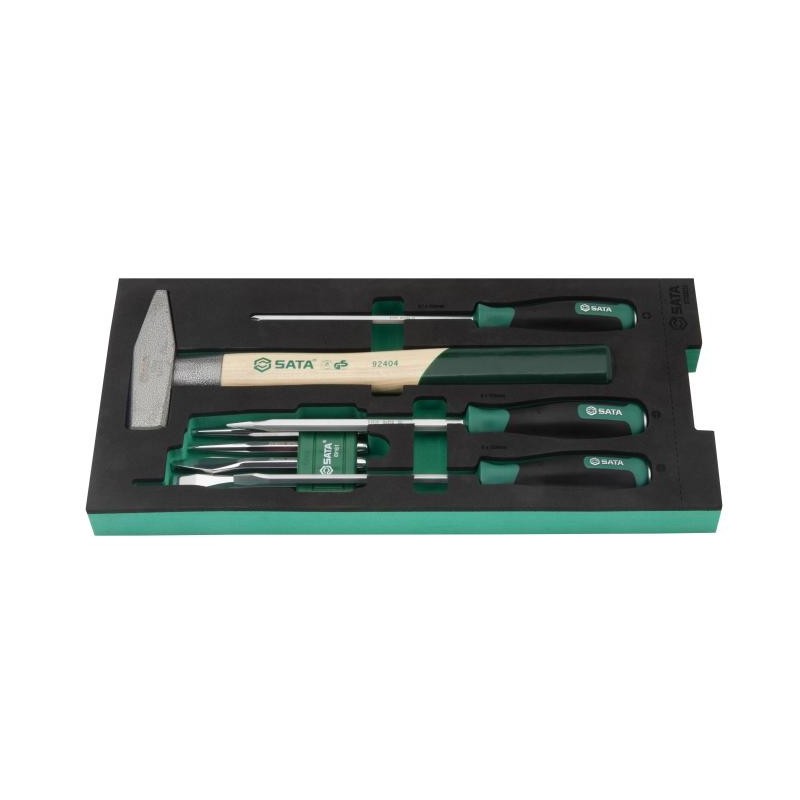 Sata 9 Tlg. Hammer und Schlag-Set mit EVA Einlage für Werkstattwagen