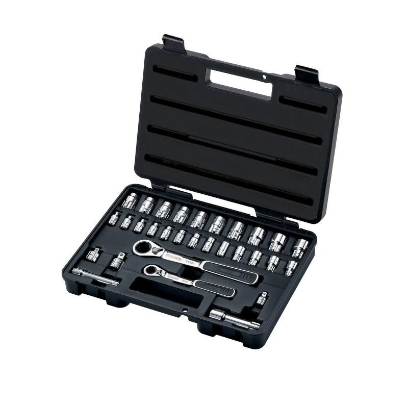 Sata 30 Tlg. 1/4 Zoll & 3/8 Zoll 6-Kant Durchgangs-Stecknuss Set