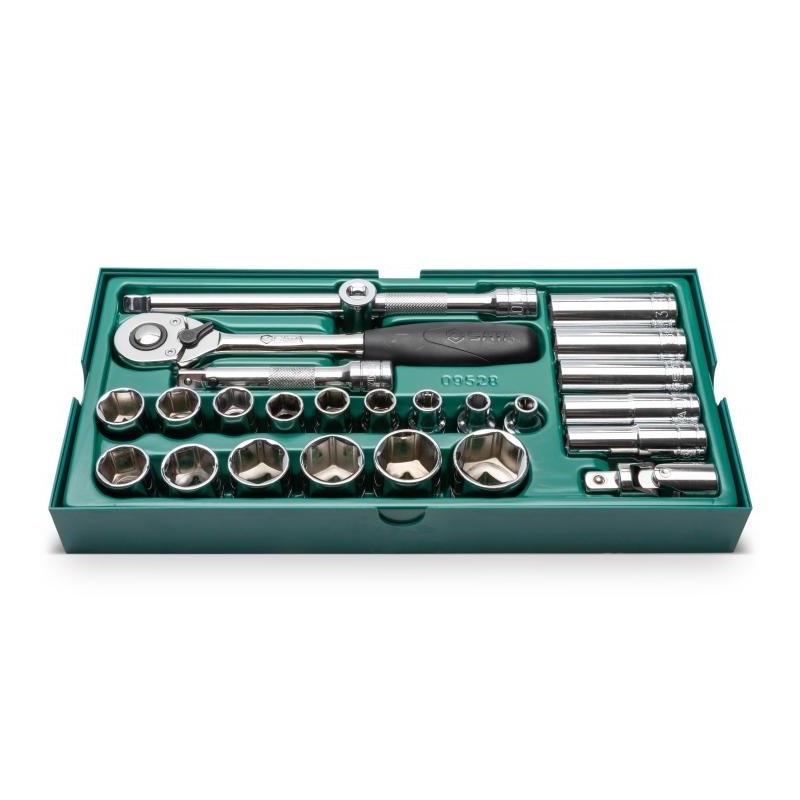 Sata 25 Tlg. 1/2 Zoll 6-Kant Steckschlüssel Set mit Einlage für Werkstattw
