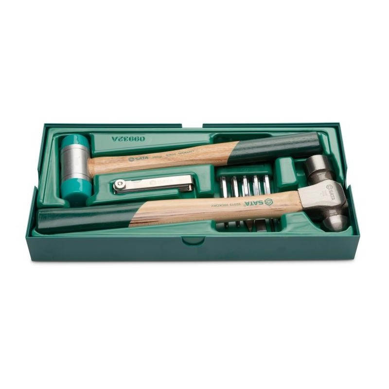 Sata 4 Tlg. Hammer und Schlag-Set mit Einlage für Werkstattwagen