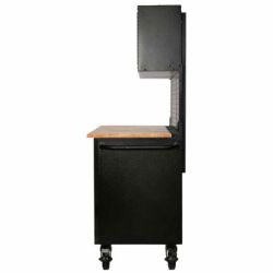 BUNKER Fahrbarer Werkstations-Werkzeugschrank mit Werkbank, 10 Schubladen, 142cm, hellgrau