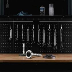 BUNKER Fahrbarer Werkstations-Werkzeugschrank mit Werkbank, 10 Schubladen, 142cm, hellgrau