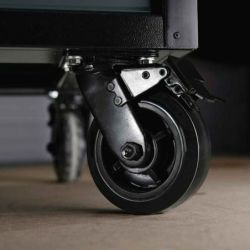 BUNKER Fahrbarer Werkstations-Werkzeugschrank mit Werkbank, 10 Schubladen, 142cm, hellgrau