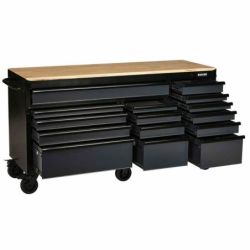 BUNKER Fahrbarer Werkbank-Werkzeugschrank, 15 Schubladen, 183cm, grau