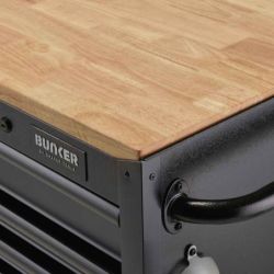 BUNKER Fahrbarer Werkbank-Werkzeugschrank, 15 Schubladen, 183cm, grau