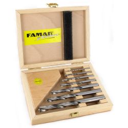 Famag Holzspiralbohrer HM-Set 7-teilig im Holzkasten
