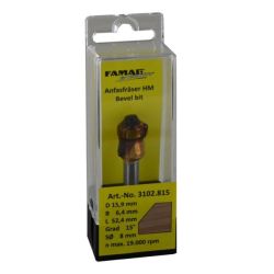 Famag HM-Fasefräser D15,9 B6,4 kleiner 15° GL 52 mm SØ8 mm mit Anlauflager D12,7 mm *3