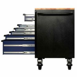 BUNKER Fahrbarer Werkbank-Werkzeugschrank, 10 Schubladen, 142cm, hellgrau