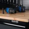 BUNKER Fahrbarer Werkstations-Werkzeugschrank mit Werkbank, 10 Schubladen, 142cm, grau