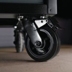 BUNKER Fahrbarer Werkstations-Werkzeugschrank mit Werkbank, 10 Schubladen, 142cm, grau