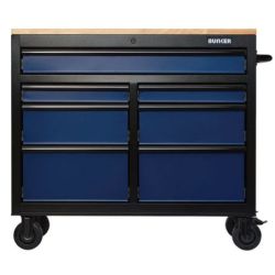 BUNKER Fahrbarer Werkbank-Werkzeugschrank, 7 Schubladen, 104cm, blau