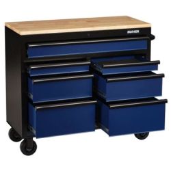 BUNKER Fahrbarer Werkbank-Werkzeugschrank, 7 Schubladen, 104cm, blau