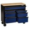 BUNKER Fahrbarer Werkbank-Werkzeugschrank, 7 Schubladen, 104cm, blau