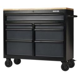 BUNKER Fahrbarer Werkbank-Werkzeugschrank, 7 Schubladen, 104cm, blau