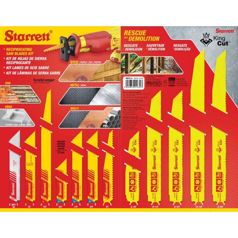 Starrett Säbelsägeblatt-Sortiment – 12-blade set including Wood