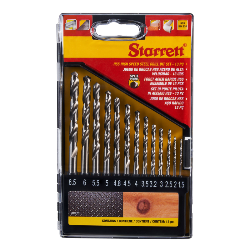 Starrett HSS-Spiralbohrer Set – 13-Piece (KBK13)