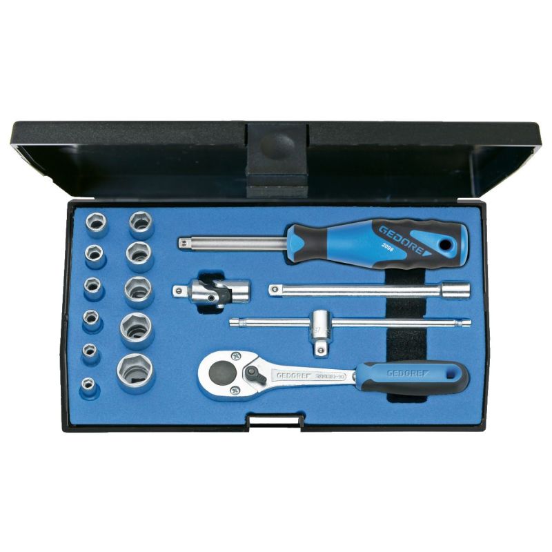 Gedore Steckschlüssel-Satz 1/4" 16-tlg 6-kant 4-13 mm