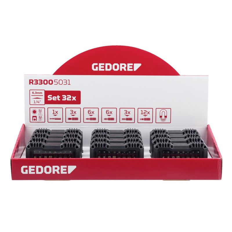 Gedore Display 12xBit-Box 1/4 SL+PH+PZ+TX 32tlg