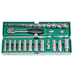 Sata 33 Tlg. 3/8 Zoll 6-Kant Steckschlüssel Set mit Einlage  für Werkstatt