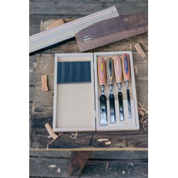 Kirschen Stechbeitelsatz W.I.N.A.C im Holzkasten, 4-tlg., mit Skateboa