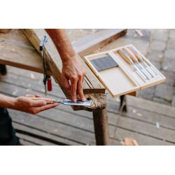 Kirschen Stechbeitelsatz W.I.N.A.C im Holzkasten, 4-tlg., mit Skateboa