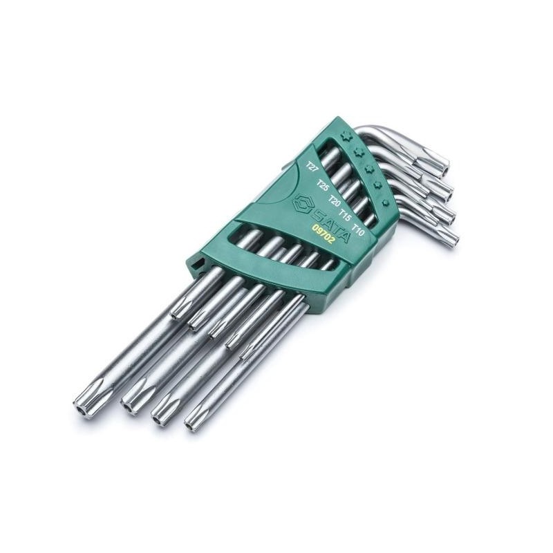 Sata 9 Tlg. Winkelstiftschlüssel Set mit Stirnlochbohrung Torx