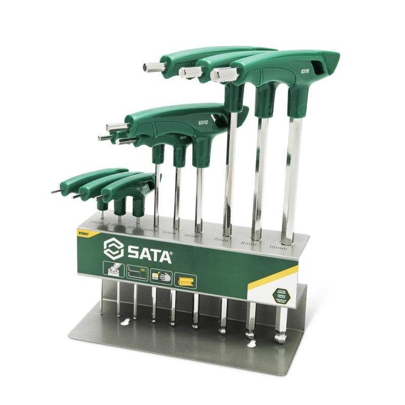 Sata 9 Tlg. Kugelkopf-Innensechskant-Winkelstiftschlüssel Set mit T-Gr